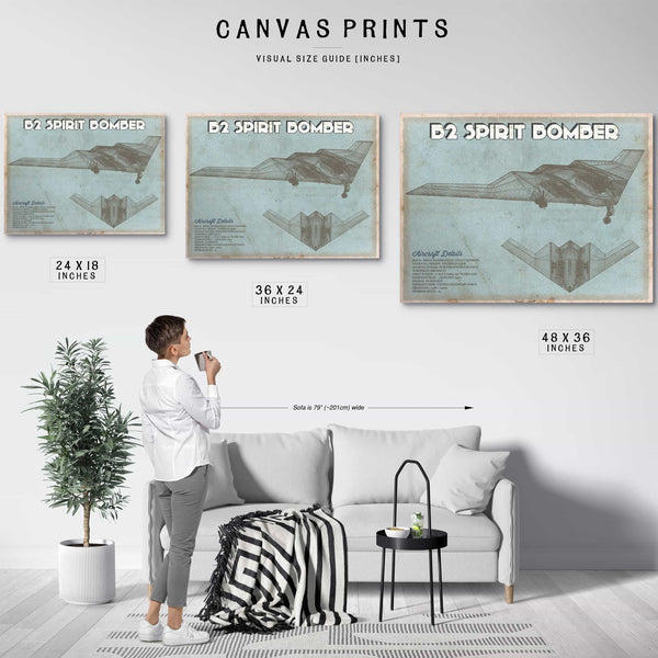 B2 Spirit Bomber Patent Blueprint Original Design Wall Art