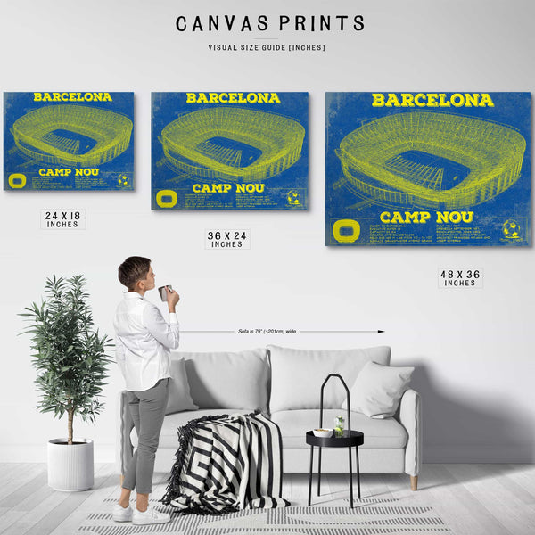 Vintage FC Barcelona Camp Nou Team Color Stadium Soccer Print