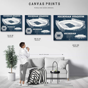 Michigan Wolverines Art - Michigan Stadium Vintage Stadium Blueprint Art Print