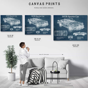 Mgb Sports Car Blueprint Vintage Auto Print