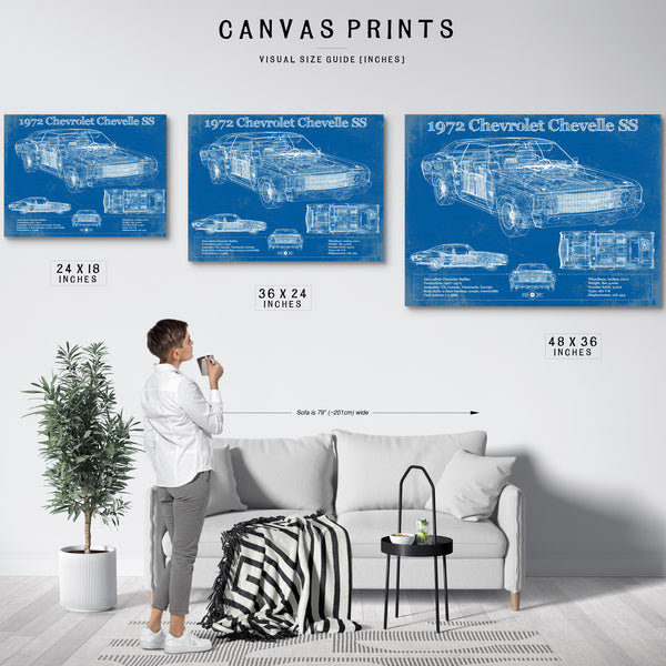 1972 Chevrolet Chevelle SS Original Blueprint Art