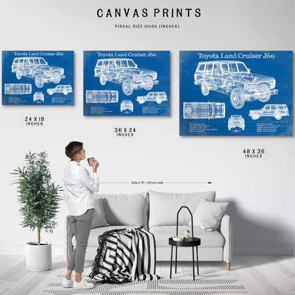 Toyota Land Cruiser J60 Blueprint Vintage Auto Print