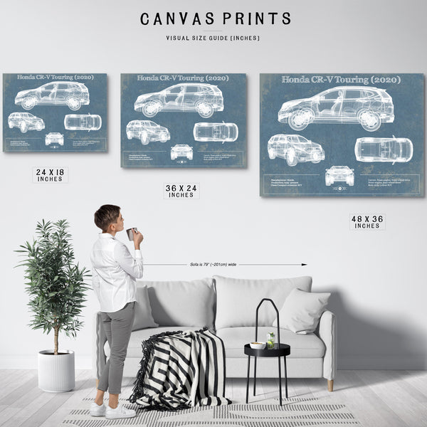Honda CR-V Touring (2020) Vintage Blueprint Auto Print