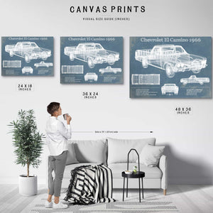 Chevrolet El Camino 1966 Vintage Blueprint Auto Print