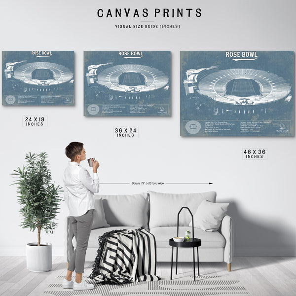 UCLA Bruins Art - Rose Bowl Vintage Stadium Blueprint Art Print