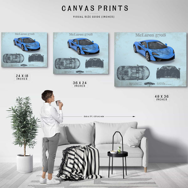 McLaren 570S Blueprint Vintage Auto Print
