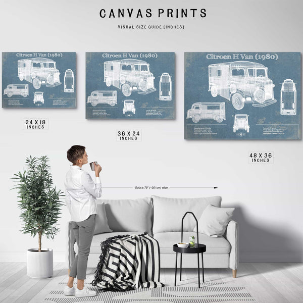 Citroen H Van (1980) Car Blueprint Vintage Auto Print