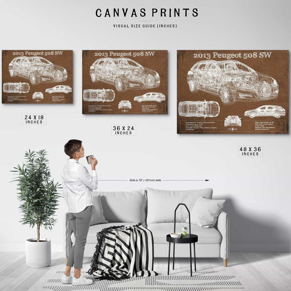 2013 Peugeot 508 SW Blueprint Vintage Auto Print