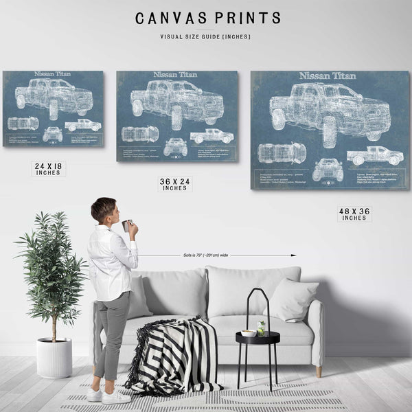 Nissan Titan Truck Vintage Blueprint Auto Print