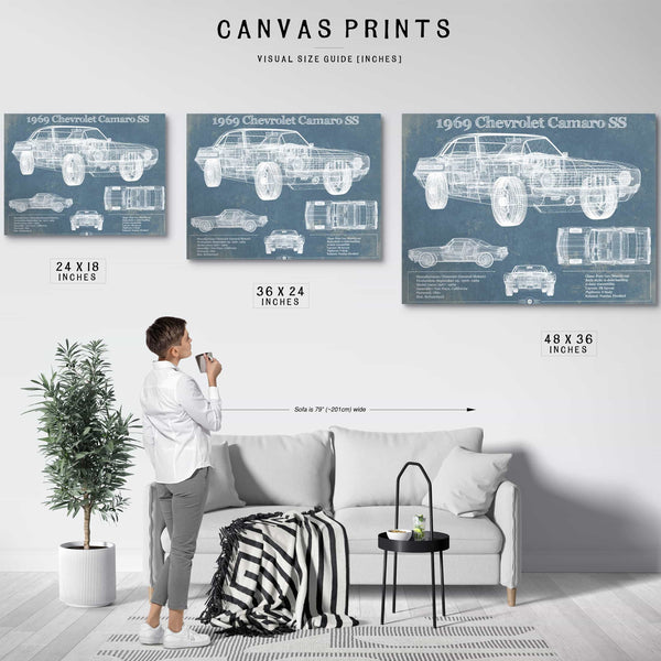 1969 Chevrolet Camaro SS Original Vintage Car Print