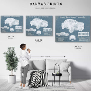 Dodge Ram 1500 Laramie 2019 Vintage Blueprint Auto Print