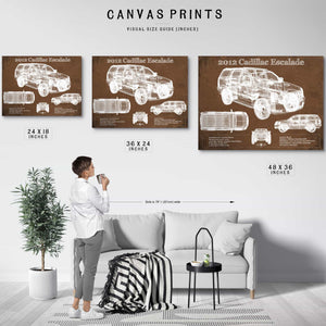 2012 Cadillac Escalade Blueprint Vintage Auto Print