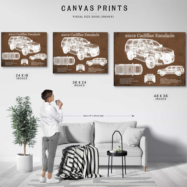 2012 Cadillac Escalade Blueprint Vintage Auto Print