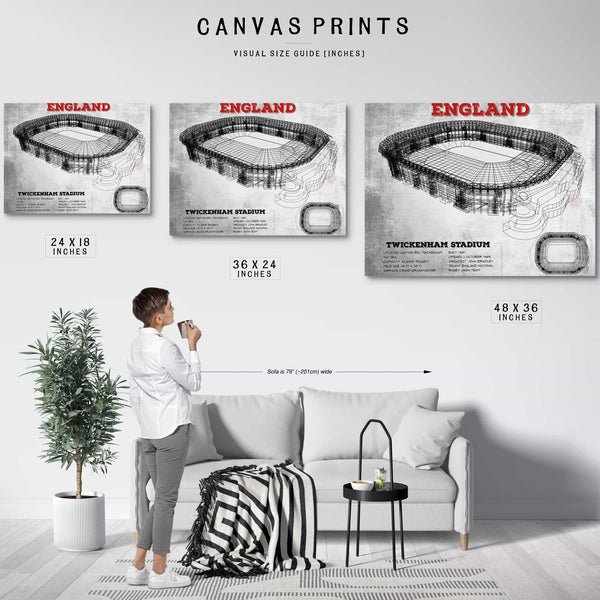 England Rugby - Vintage Twickenham Stadium Print