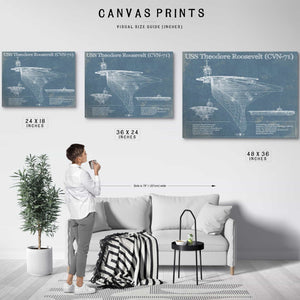 USS Theodore Roosevelt Aircraft Carrier Blueprint Original Military Wall Art