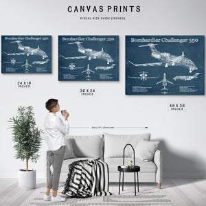 Bombardier Challenger 350 Vintage Aviation Blueprint Print - Custom Pilot Name can be Added