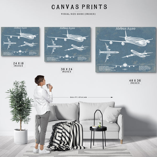 Airbus A320 Vintage Aviation Blueprint Print