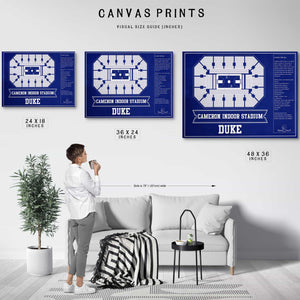 Duke Blue Devils - Cameron Indoor Stadium Seating Chart Team Color - College Basketball Blueprint Art