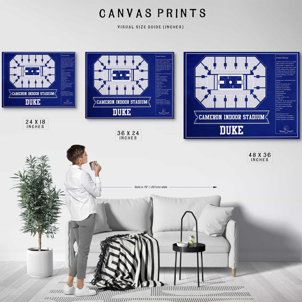Duke Blue Devils - Cameron Indoor Stadium Seating Chart Team Color - College Basketball Blueprint Art