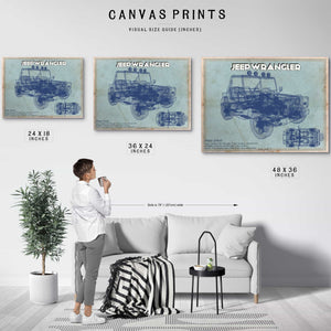 Jeep Wrangler Vintage Blueprint Auto Print