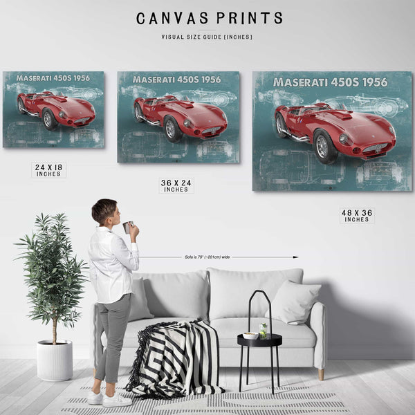 Maserati 450s 1956 Original Vintage Car Blueprint