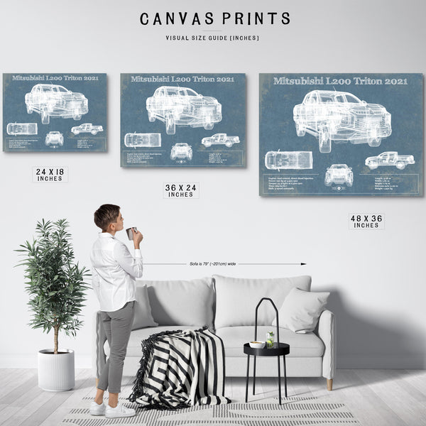 Mitsubishi L200 Triton 2021 Vintage Blueprint Auto Print