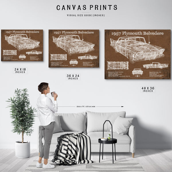 1957 Plymouth Belvedere Vintage Blueprint Auto Print
