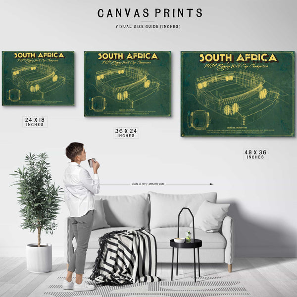 South Africa World Cup 2019 Champions - Vintage Ellis Park Stadium Print