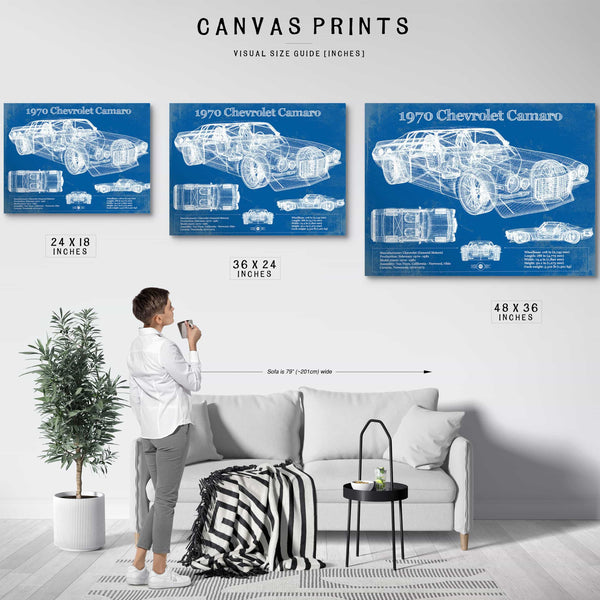 1970 Chevrolet Split Bumper Camaro Blueprint Vintage Auto Patent Print