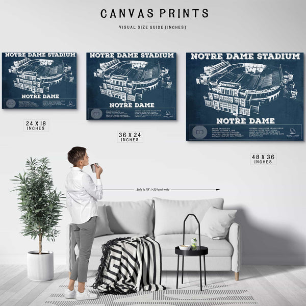 Notre Dame Stadium Vintage Art Blueprint