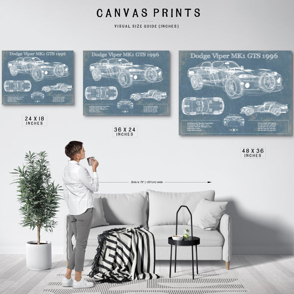 Dodge Viper Vintage Blueprint Auto Print