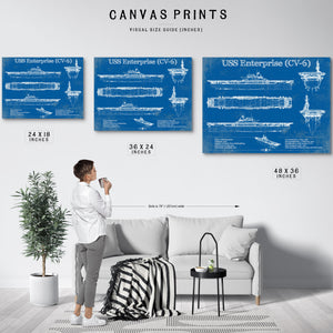USS Enterprise (CV-6) Aircraft Carrier Blueprint Original Military Wall Art - Customizable