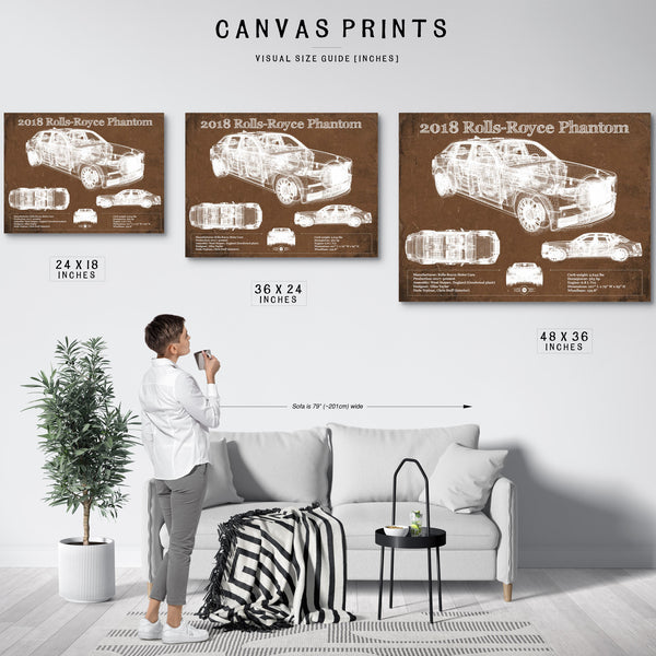 2018 Rolls Royce Phantom Vintage Blueprint Auto Print