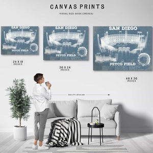 San Diego Padres - Petco Park Vintage Stadium Blueprint Baseball Print