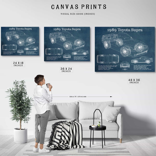 1989 Toyota Supra Vintage Blueprint Auto Print