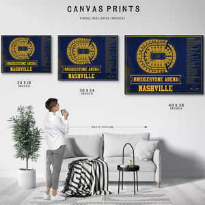 Nashville Predators Bridgestone Arena Seating Chart - Vintage Hockey Team Color Print