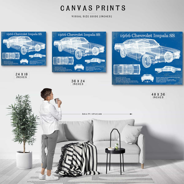 1966 Chevrolet Impala SS Blueprint Vintage Auto Print