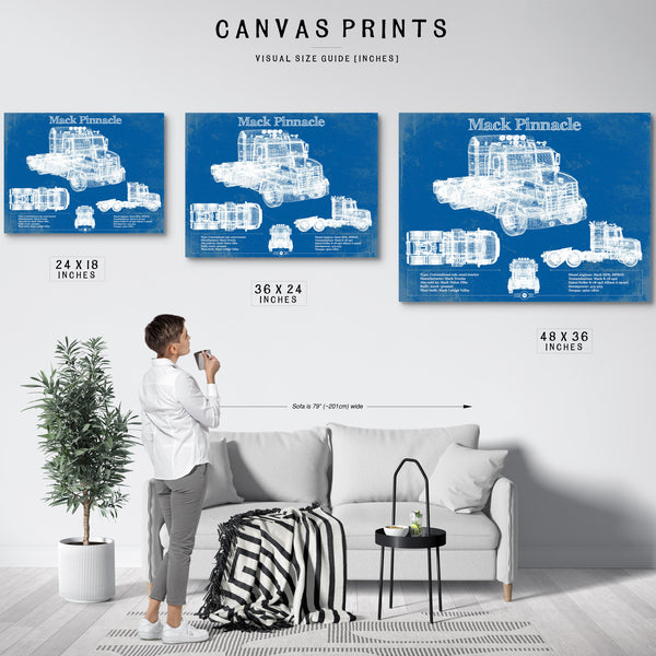Mack Pinnacle Blueprint Vintage Truck Print