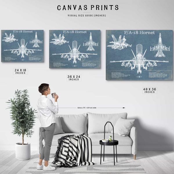F/A-18 Hornet Blueprint Original Military Wall Art