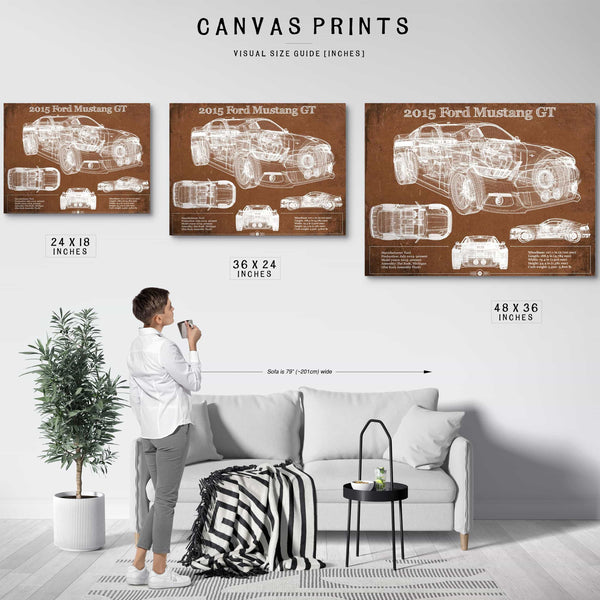 2015 Ford Mustang GT Eleanor Blueprint Vintage Auto Print