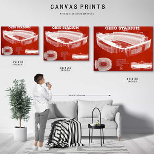 Ohio State Buckeyes Art - Ohio Stadium Vintage Stadium Blueprint Art Team Print