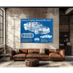 2000 - 2005 Pontiac Bonneville GXP Blueprint Vintage Auto Print