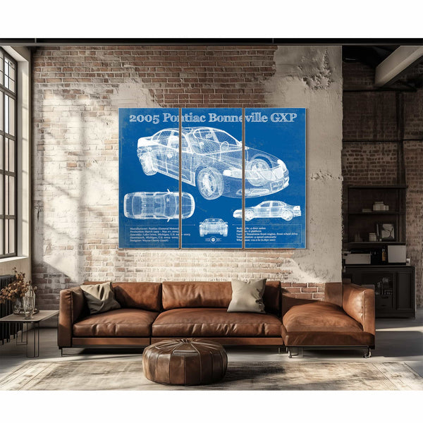 2000 - 2005 Pontiac Bonneville GXP Blueprint Vintage Auto Print
