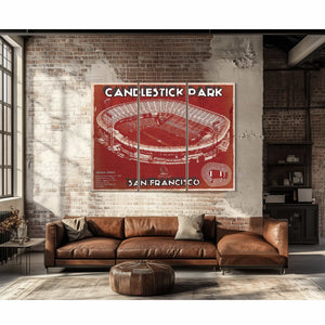 San Francisco 49ers - Vintage Candlestick Park Football Print