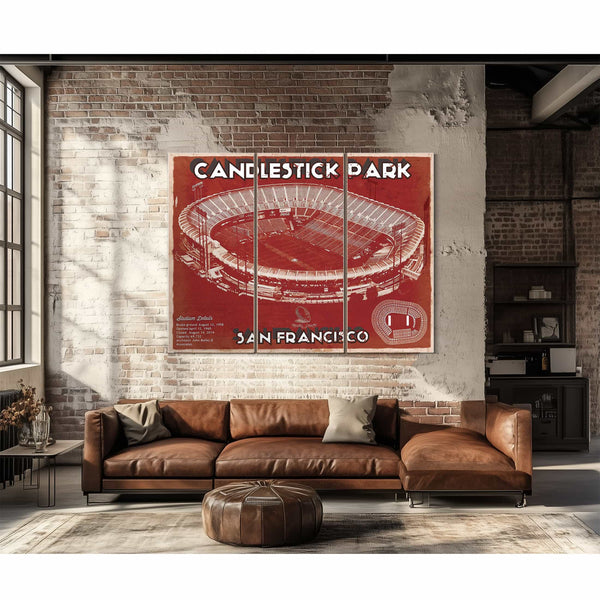 San Francisco 49ers - Vintage Candlestick Park Football Print
