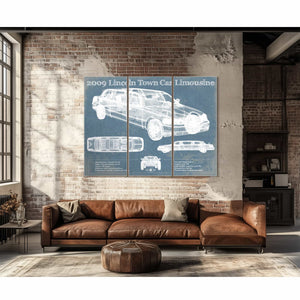 2009 Lincoln Town Car Limousine Vintage Blueprint Auto Print