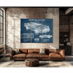Mgb Sports Car Blueprint Vintage Auto Print