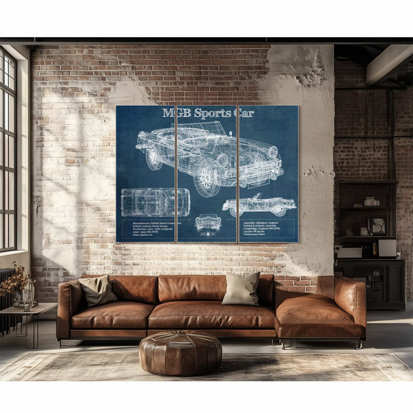 Mgb Sports Car Blueprint Vintage Auto Print