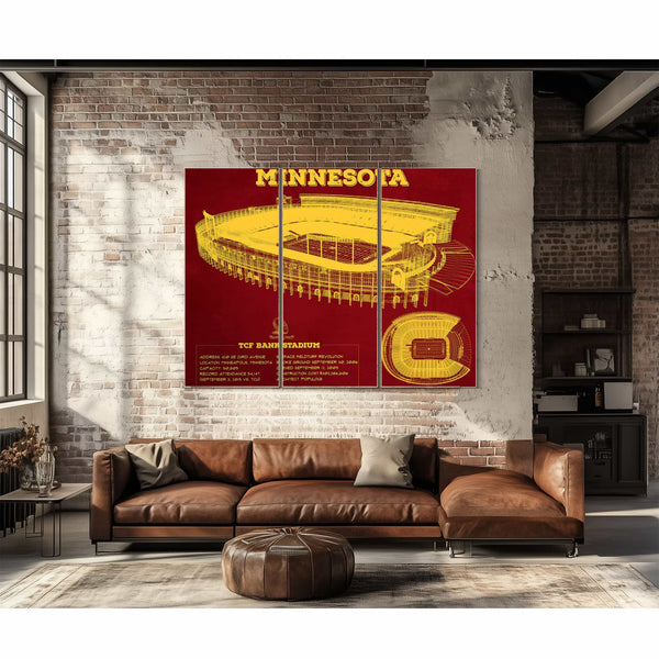 Minnesota Gophers - Vintage TCF Bank Stadium  Blueprint Art Print