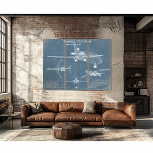 Boeing 727-200 Vintage Aviation Blueprint Print - Custom Pilot Name Can Be Added